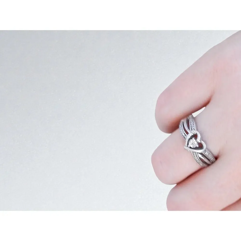 Vintage 925 Sterling Silver Cubic Zirconia Heart Ring Romantic Promise Size 6.5